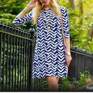 Lilly Pulitzer Seagull Bird Print Navy Blue White Dress